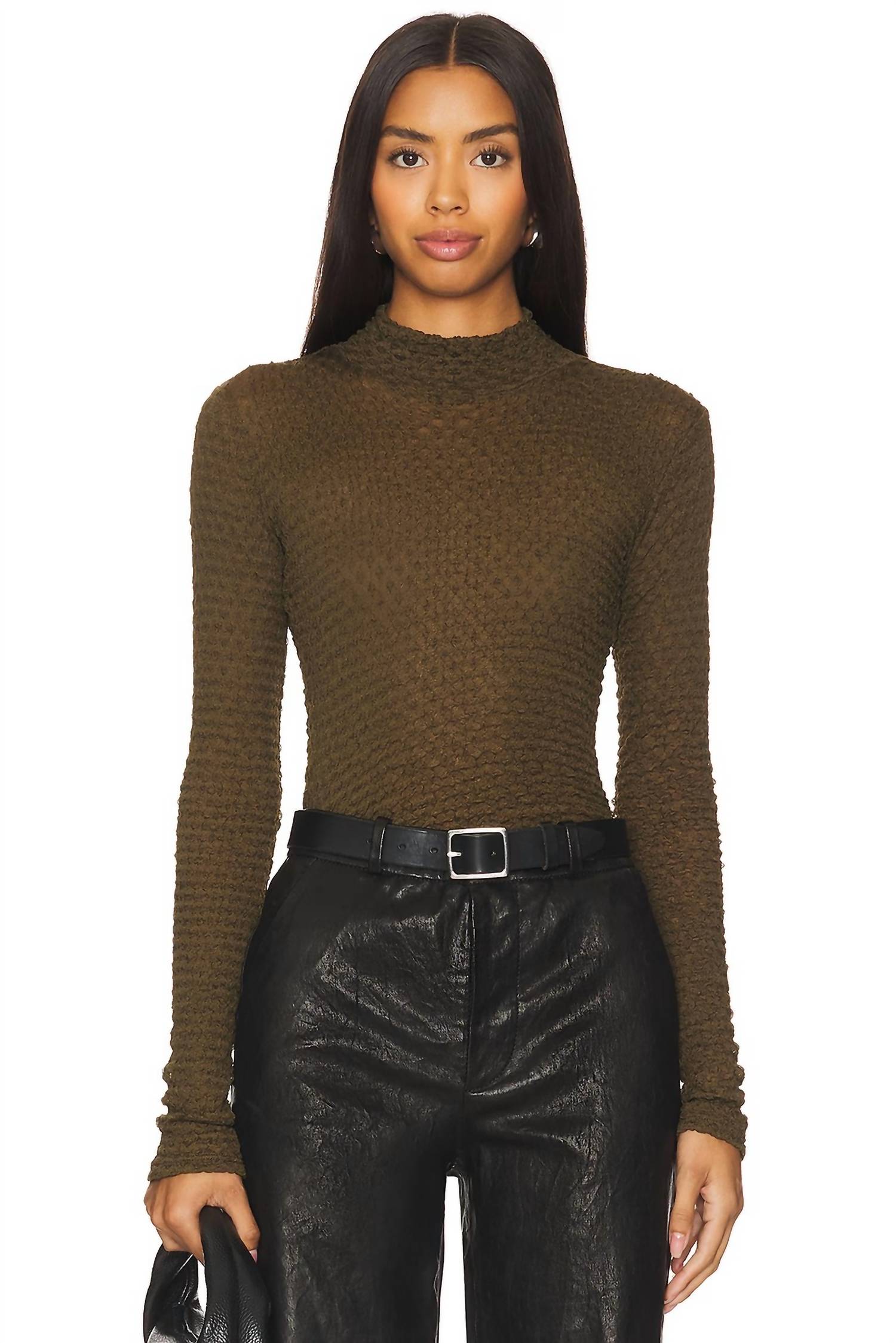 Frame - Mesh Lace Turtleneck Top