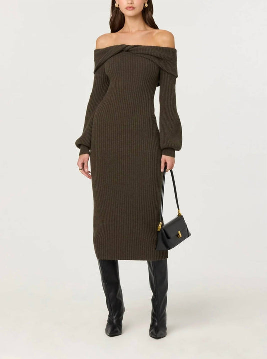 Astr - Tilde Off Shoulder Midi Sweater Dress