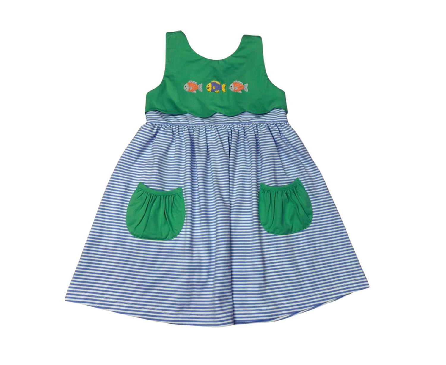 Whimsy Bay Kids - Girl's Three Little Fish Scallop Dress