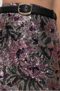 Self-Portrait - Floral Sequin Mini Skirt