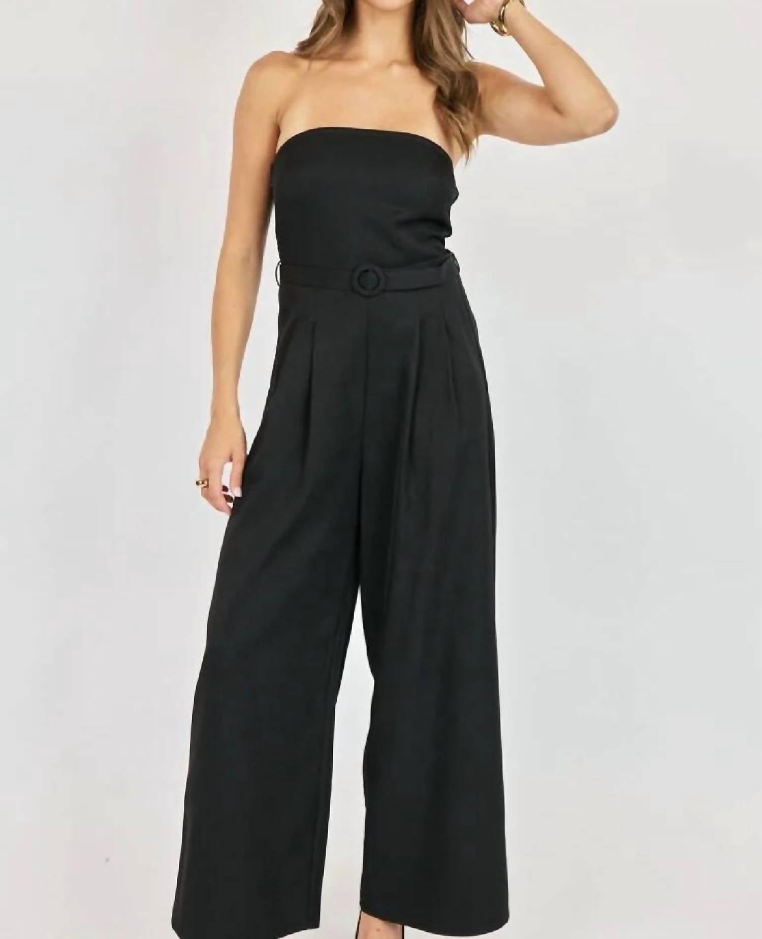 Sadie & Sage - Strapless Wide Leg Jumpsuit