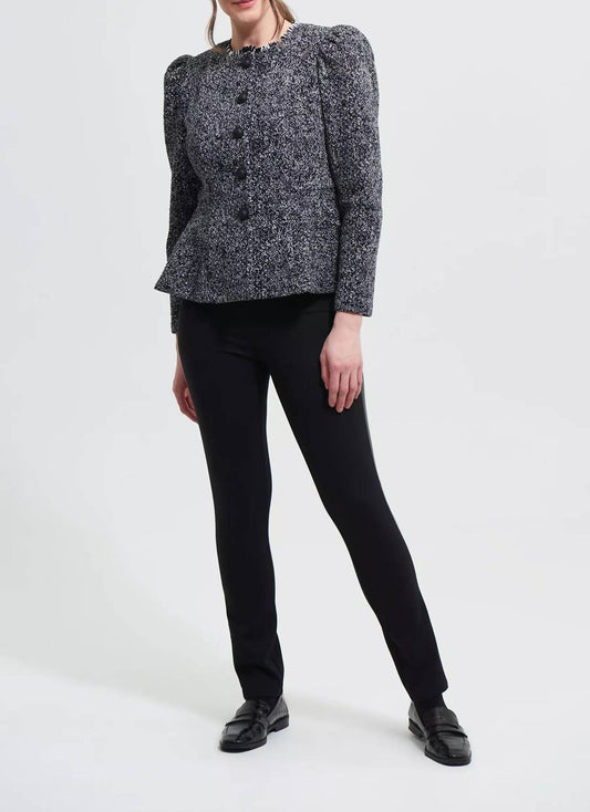 BOUCLE JACKET WITH ROPED SHOULDERS