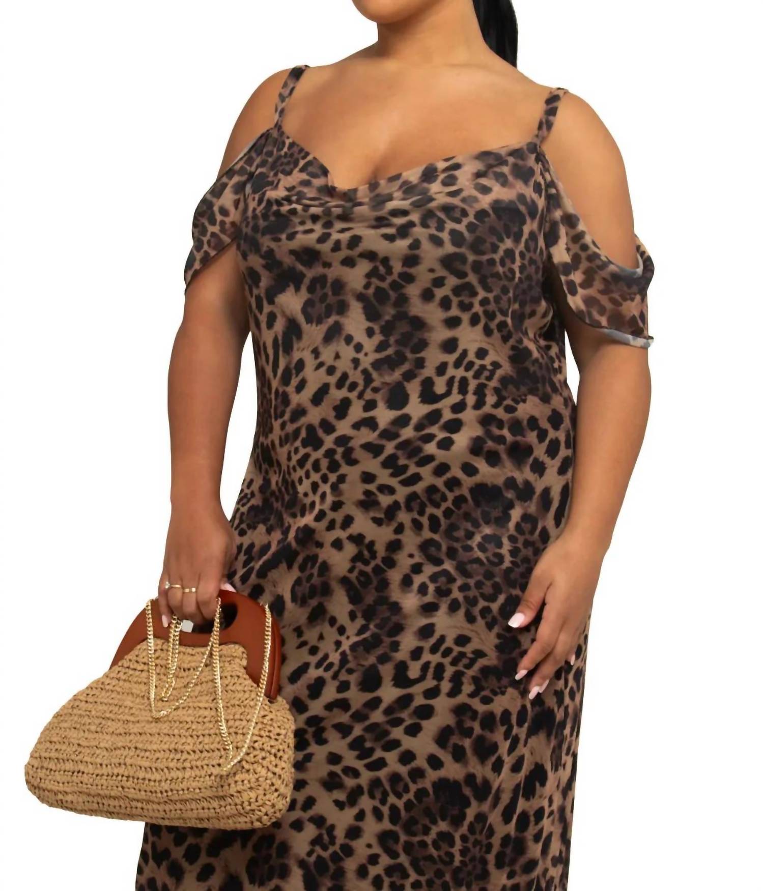 Fashion Szn Curve - Leopard Print Mesh Maxi Dress