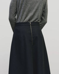 Mijeong Park Wool Blend Pleated Midi Skirt in navy - women's skirt - view 4