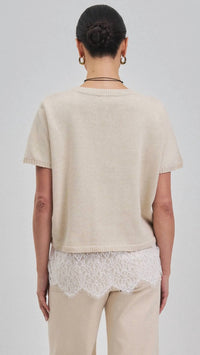 Able - Lace Detail Short Sleeve Sweater Top