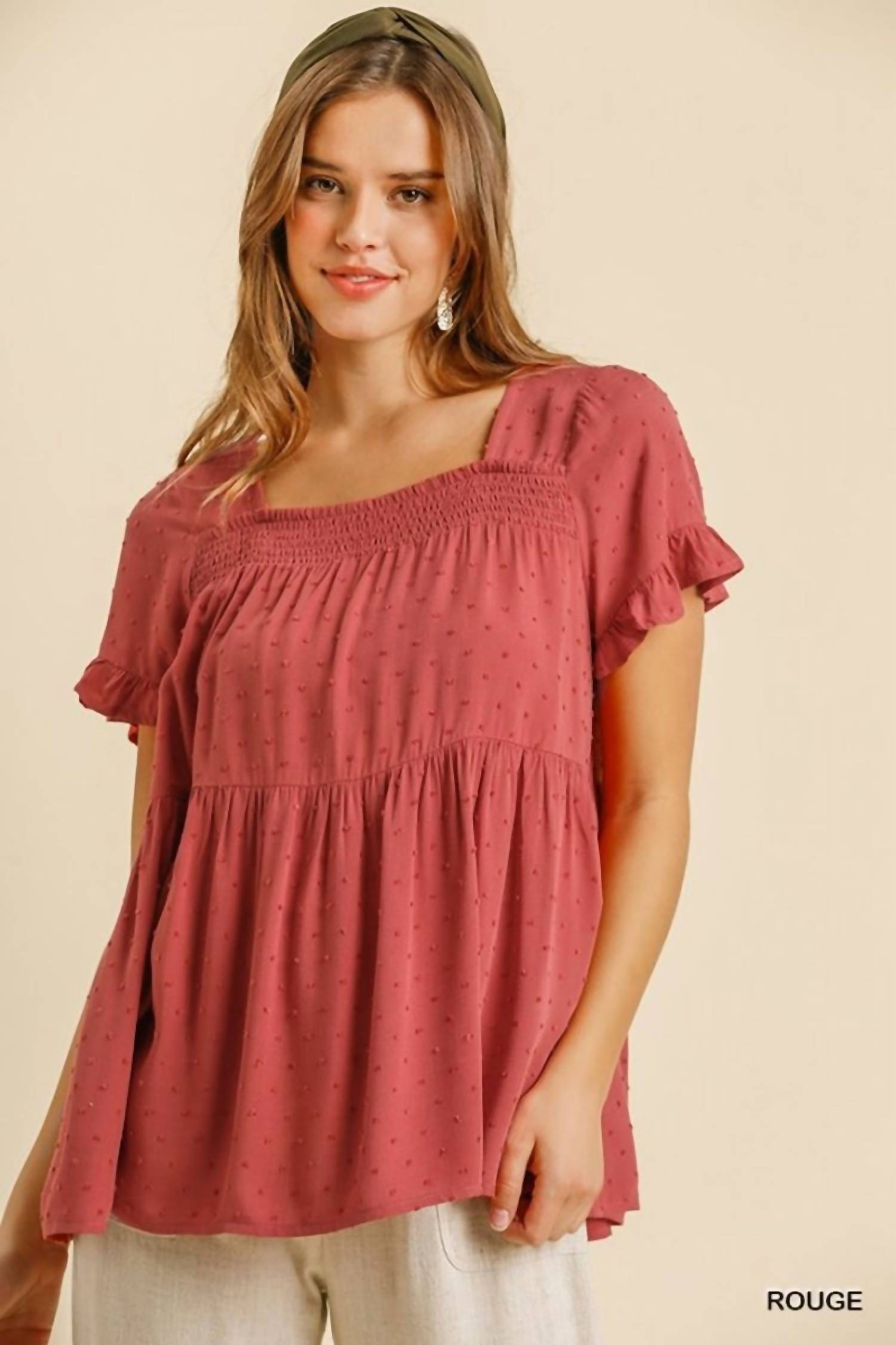 Umgee - Babydoll Swiss Dot Top