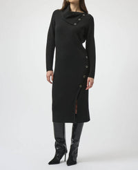 Joseph Ribkoff Grommet Detail Cowl Neck Midi Sheath Dress in black - women's dress