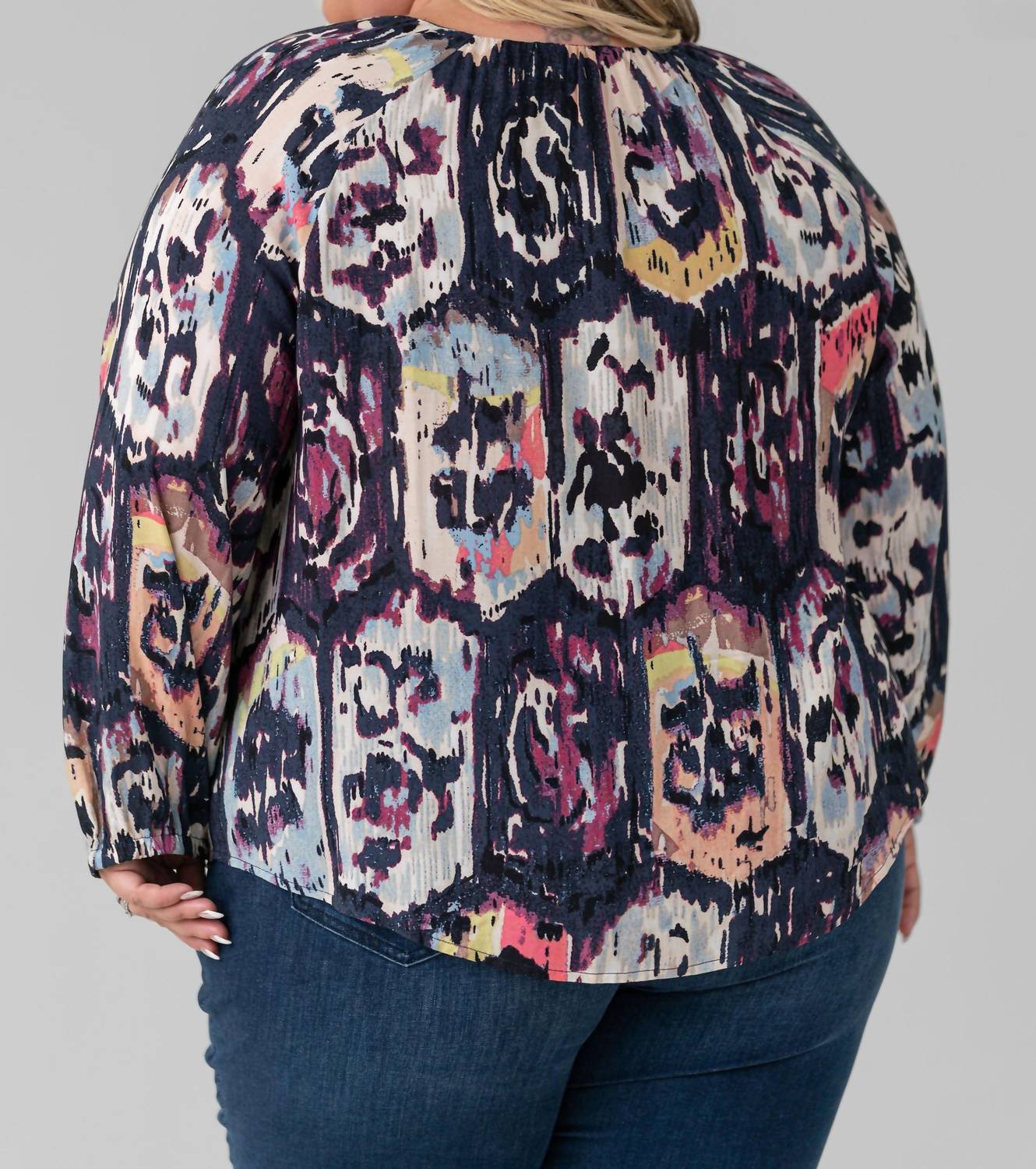 Nic + Zoe - Medallion Mix Long Sleeve Top - Plus
