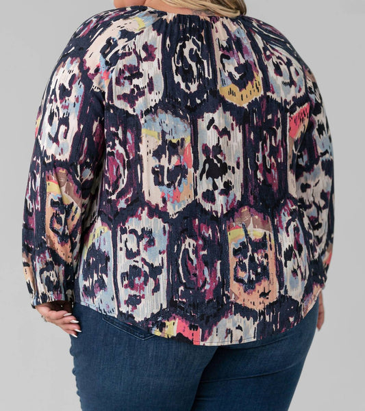 Nic + Zoe - Medallion Mix Long Sleeve Top - Plus