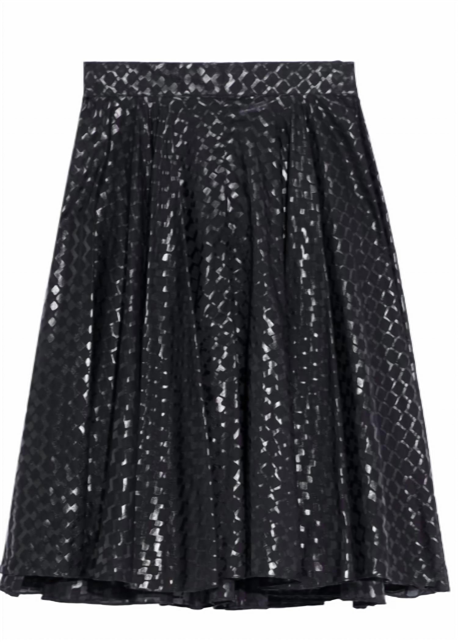 Alaia - Gathered Metallic Printed Cotton-voile Skirt