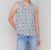 Charlie B - Printed Blouse with Ruffle Collar