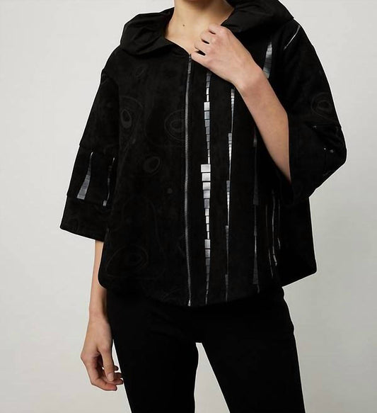 PRINTED RUFFLE COLLAR JACKET