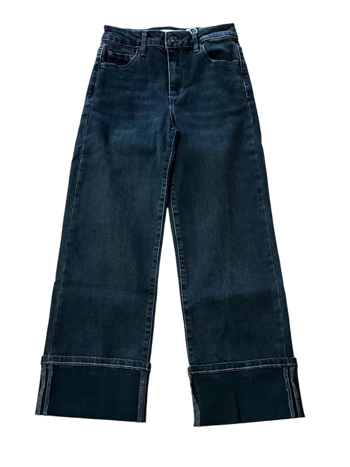 Tractr - Girl's Cuffed Wide Leg Denim Pants