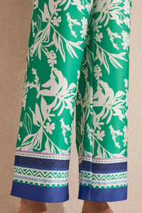 TRIBAL Petra Printed Pull On Wide Leg Pants With Drawstring in jademist - women's pants - view 4