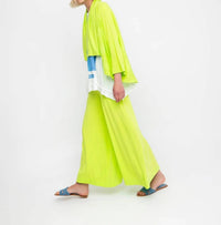 Ozai N Ku Drape Neck Racquet Cardigan in lime - women's cardigan - detail view