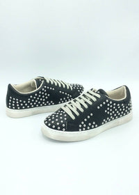 STEVE MADDEN Women's Studded Laceup Sneaker in black - women's sneaker - detail view