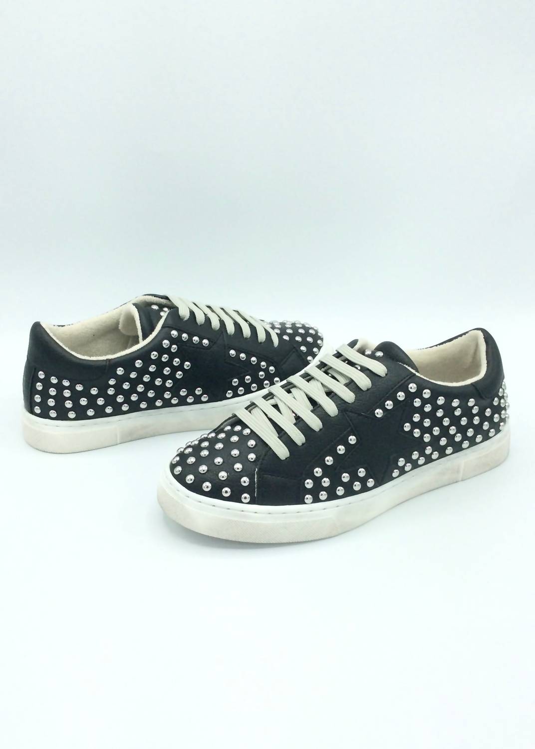 STEVE MADDEN Women's Studded Laceup Sneaker in black - women's sneaker - detail view