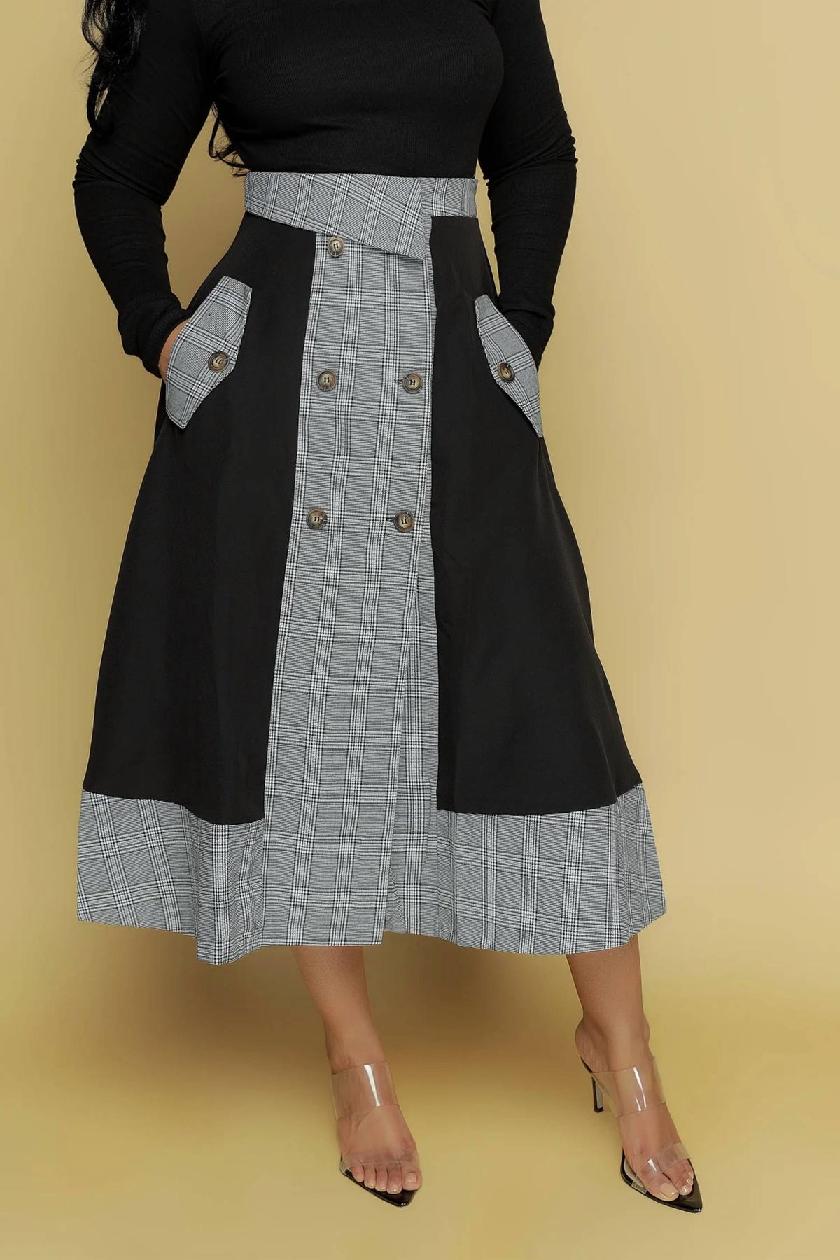 Eien - Plaid Midi Skirt