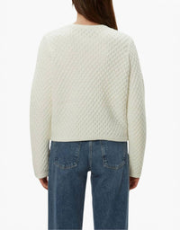 Michael Stars Cera Honeycomb Cardigan in ivory 1 - women's cardigan - detail view