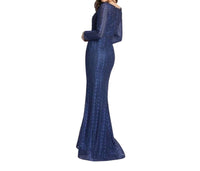 Mac Duggal - Women's Long Sleeve Beaded Lace Trumpet Gown
