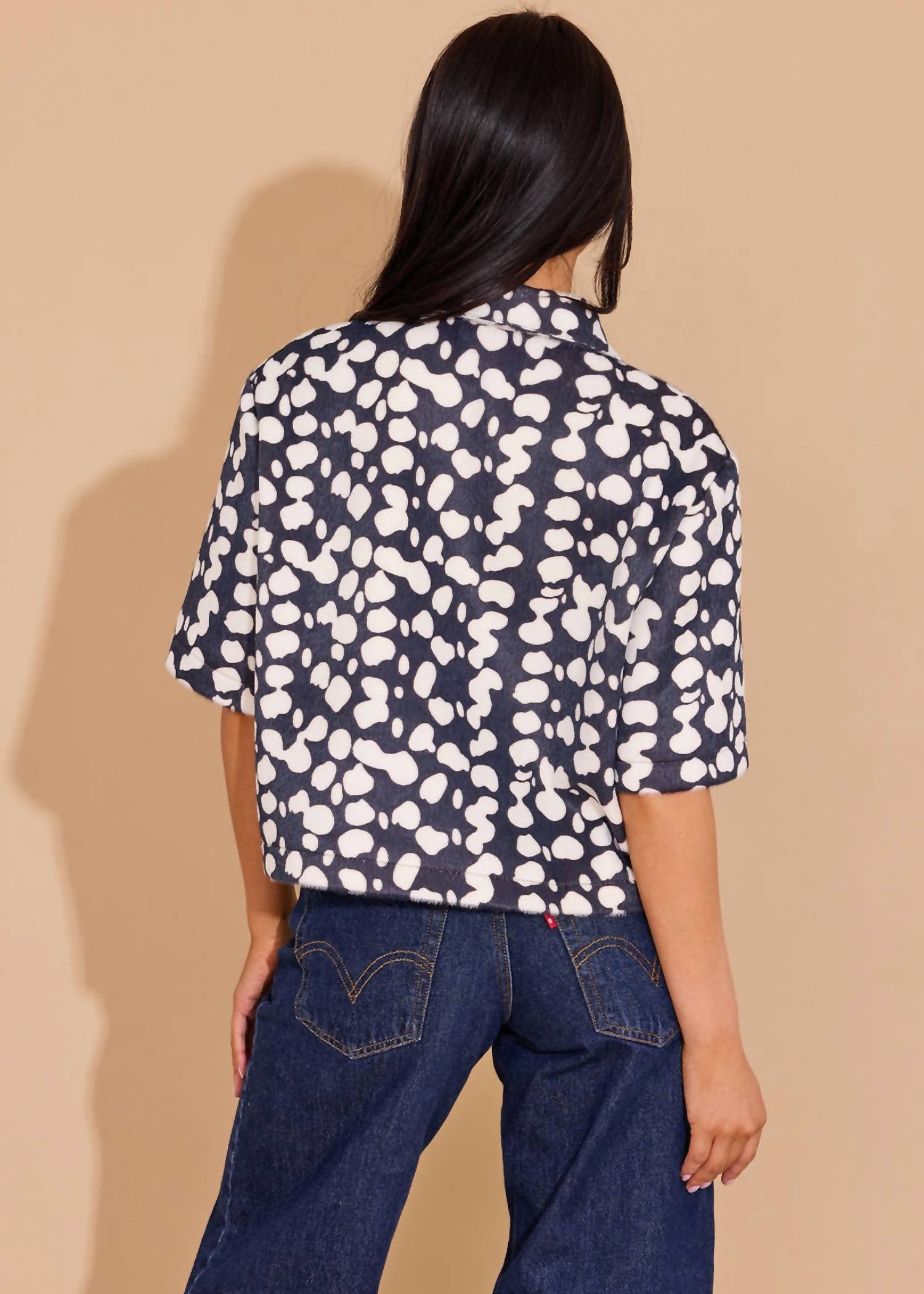 Alden Adair Remi Crop Button-down Top in stingray - women's shirt - detail view