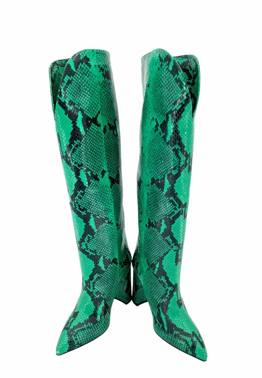 Paris Texas - Women Snake Print Leather Tall Boots