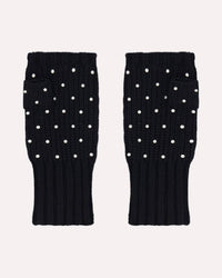 Minnie Rose - Women's Cotton Cashmere Rhinestone Fingerless Gloves