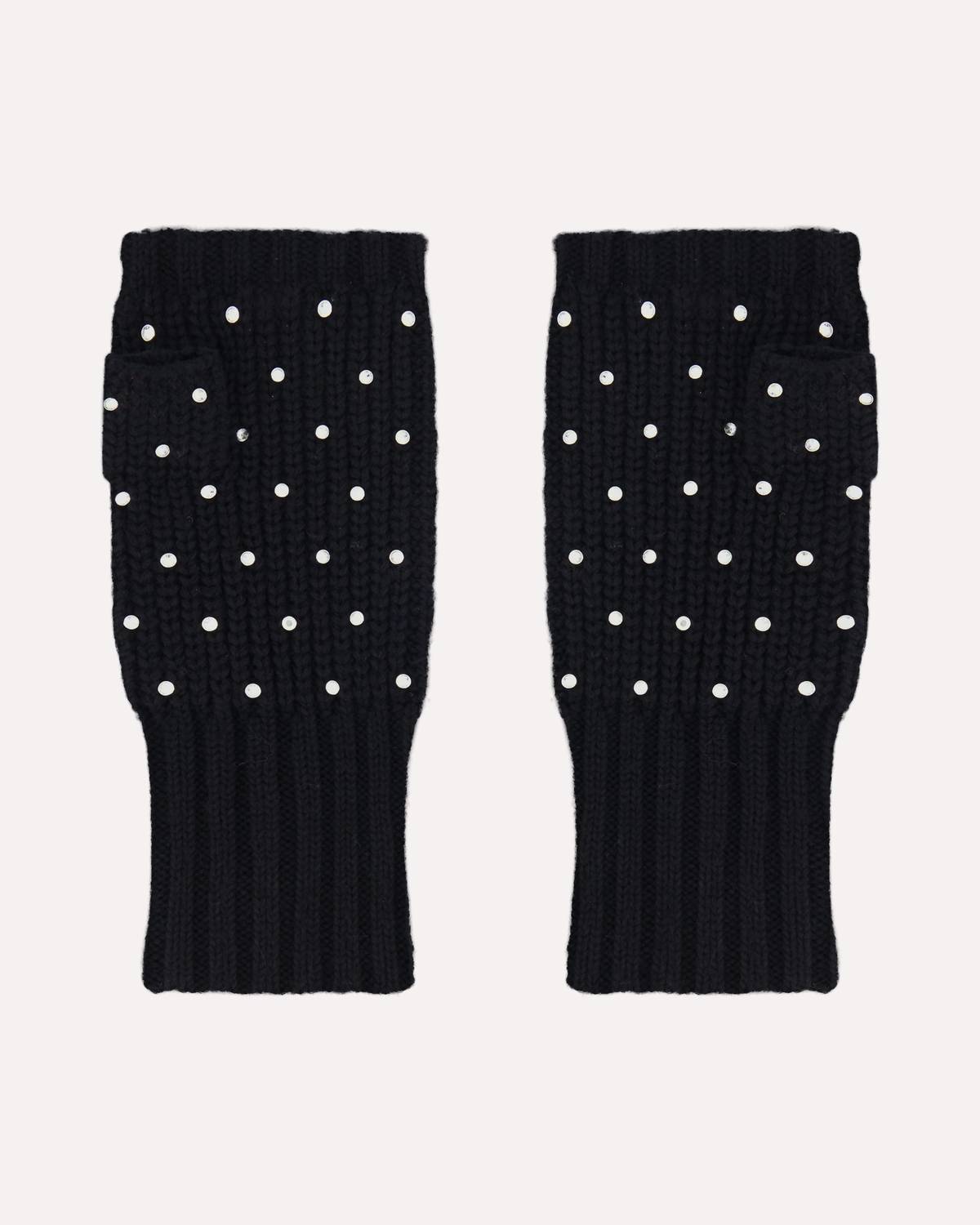 Minnie Rose - Women's Cotton Cashmere Rhinestone Fingerless Gloves