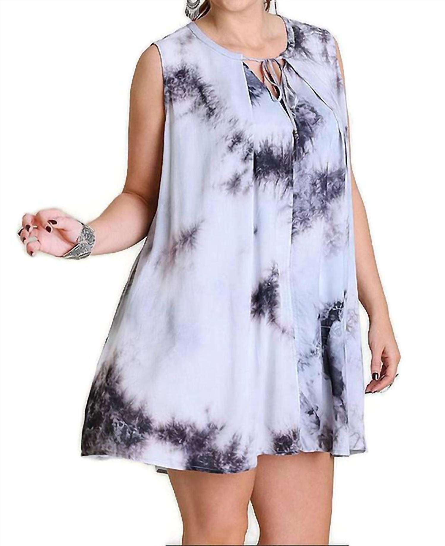 Umgee - Tie Dye Sleeveless Keyhole Dress - Plus