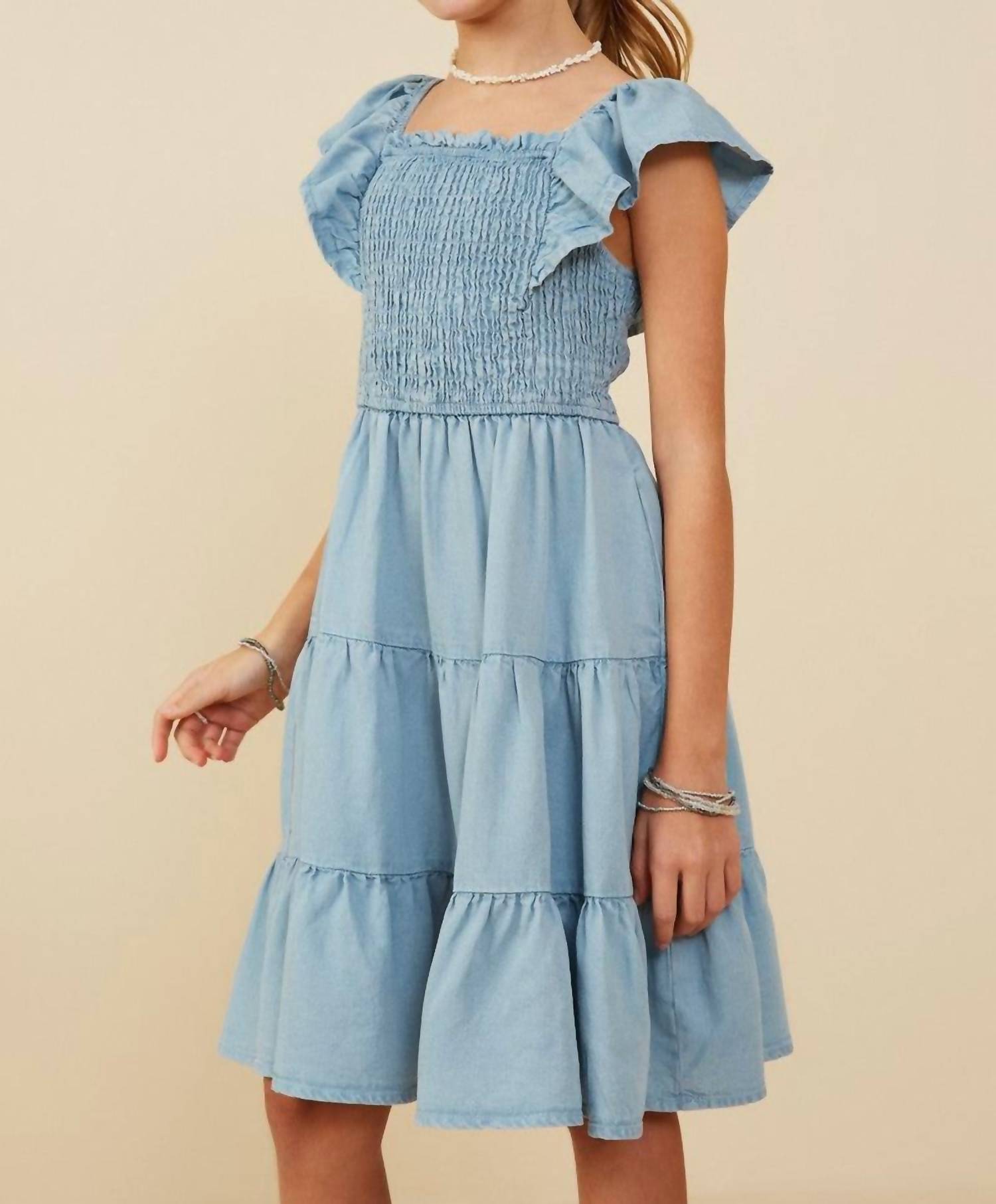 Hayden La - Smocked Detail Ruffled Dress