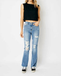 Judy Blue - High Waist Destroy Fray Hem Bootcut Jean
