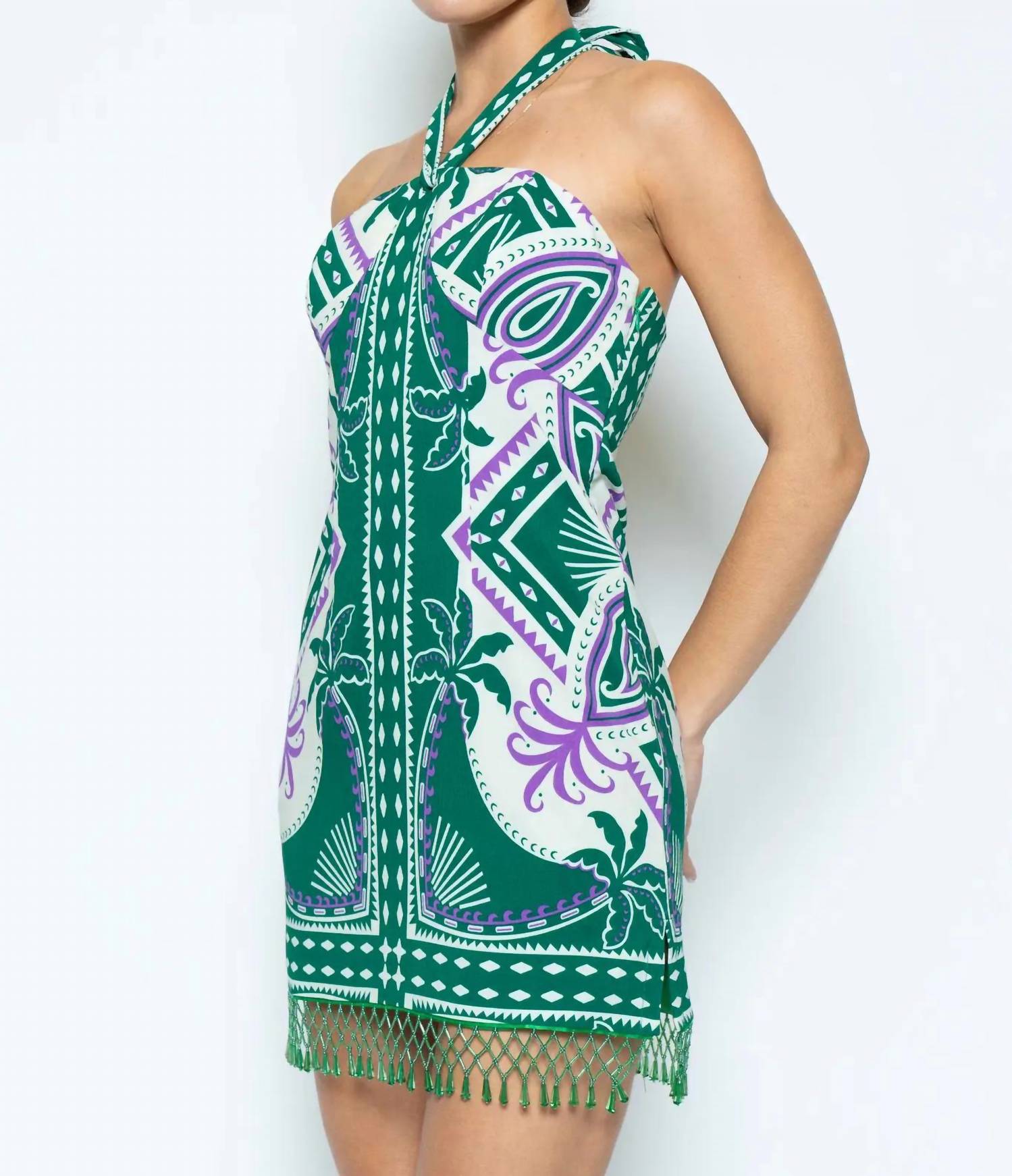 Fore Collection - Halter Bead Hem Mini Dress