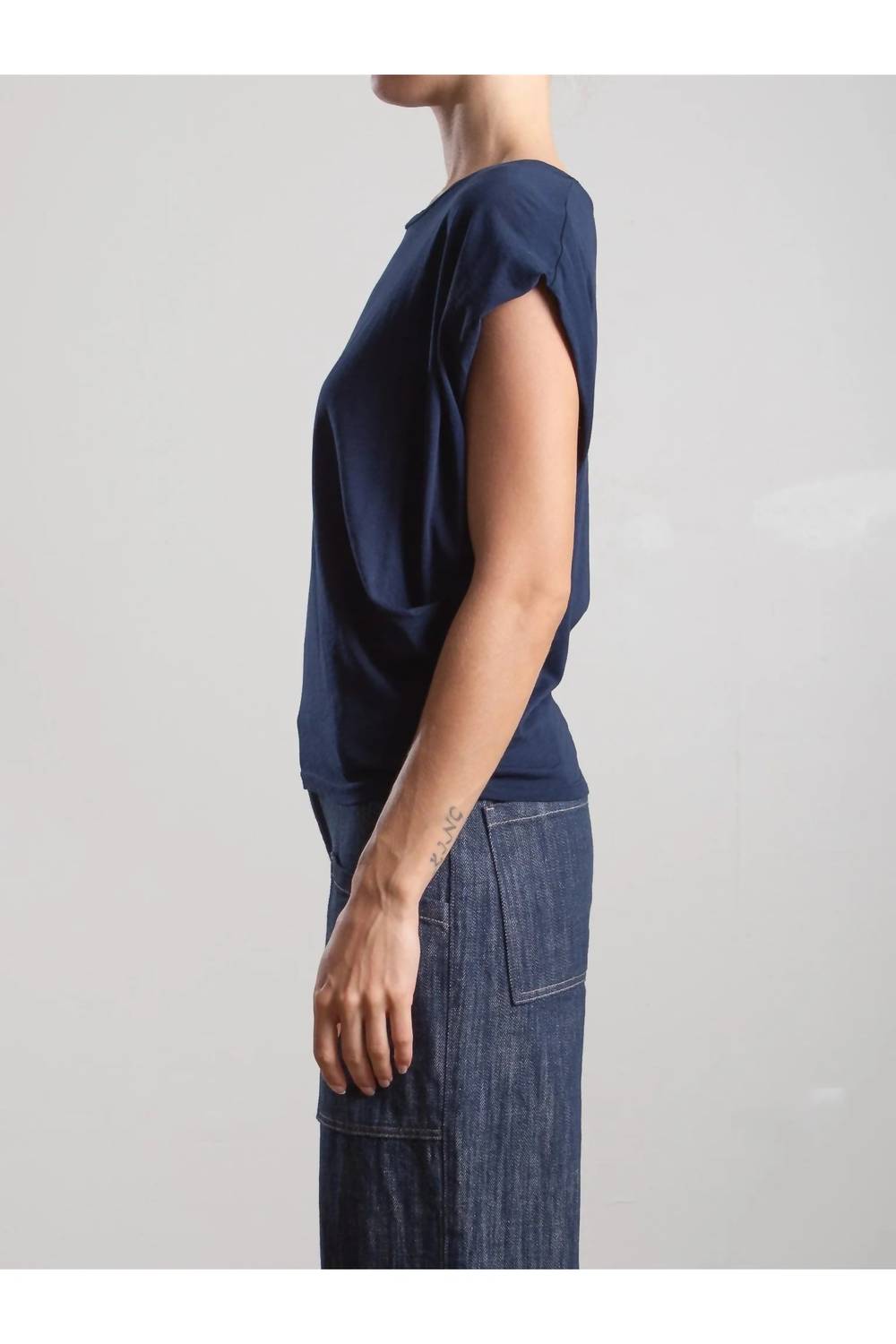 Pharaoh Terrance Tuck Tee in midnight - women's t-shirt - alternate view