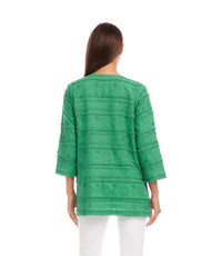 Karen Kane 3/4 Sleeve Embroidered Tunic in green - women's shirt - alternate view