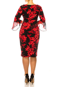 Connected Apparel - Trumpet Sleeve Floral Dress