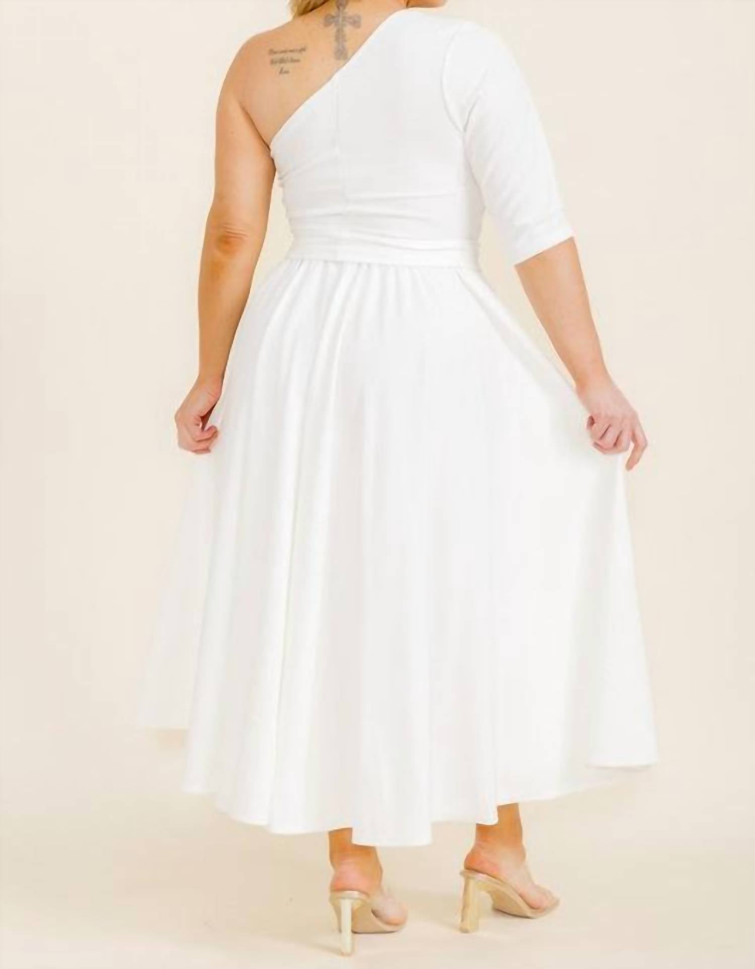 Karen T Design One Shoulder Dress in white - women's dress - alternate view