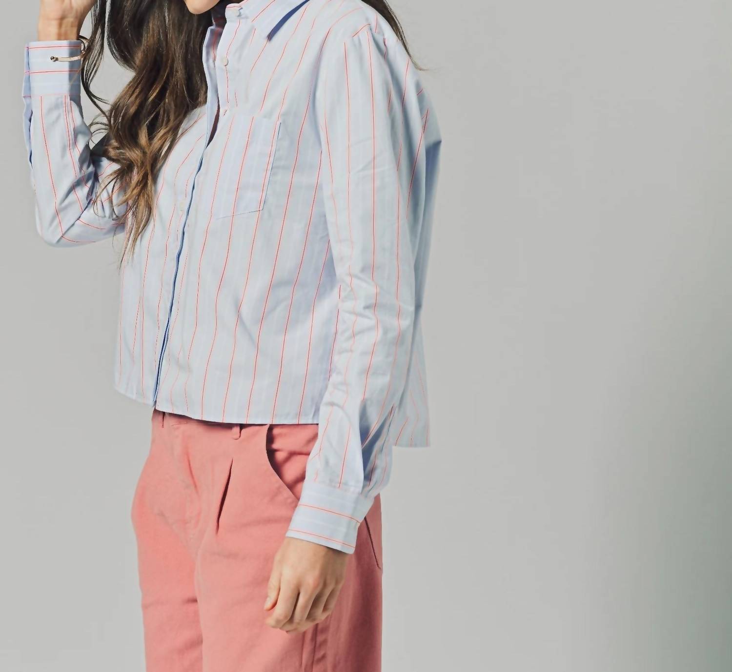 The Shirt - Long Sleeve Boxy Crop Button Down Shirt