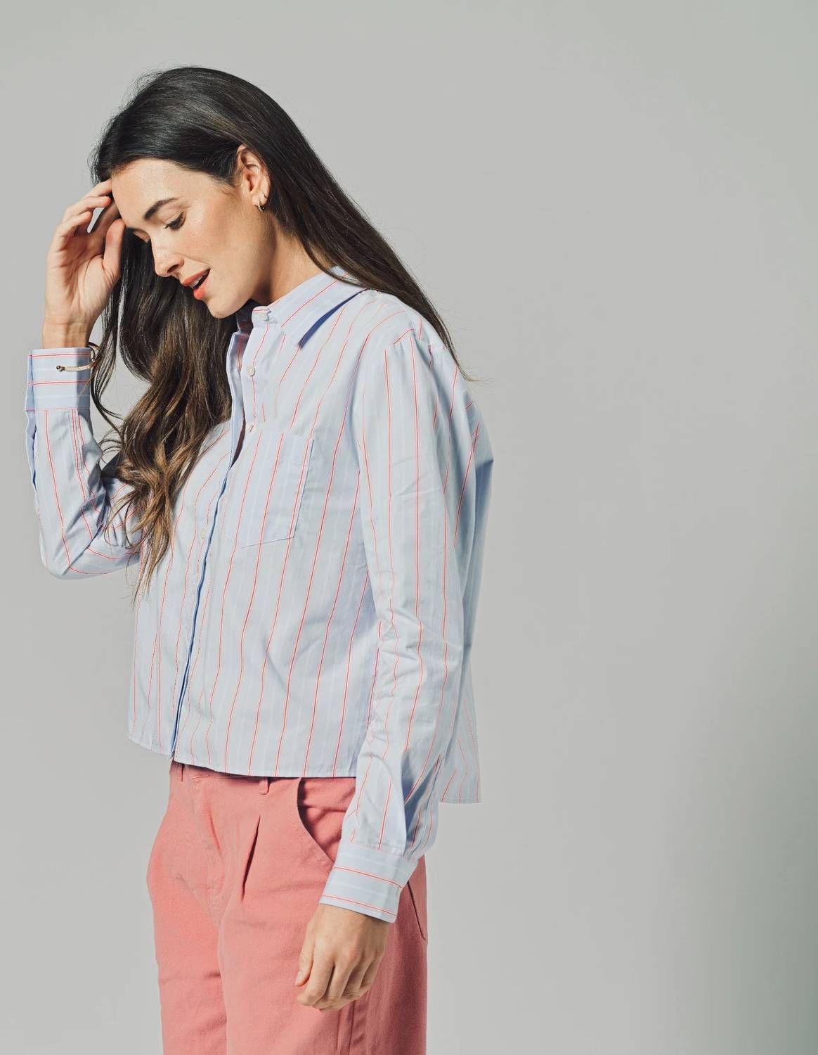 The Shirt - Long Sleeve Boxy Crop Button Down Shirt