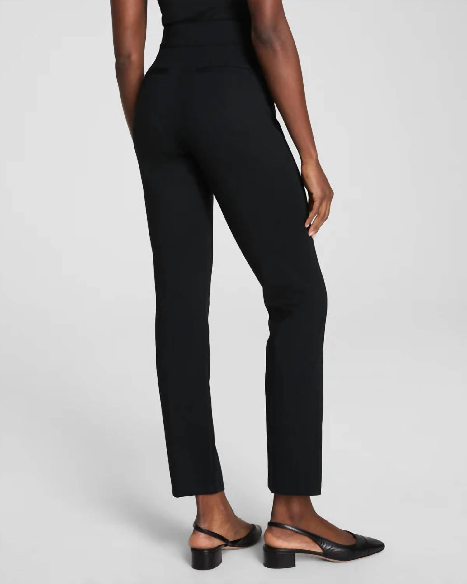 Spanx Perfect Fit Ponte Slim Straight Pant in black - women's pants - detail view
