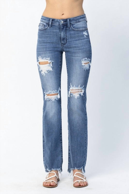 Judy Blue - Destroyed Straight Mid Rise Jeans