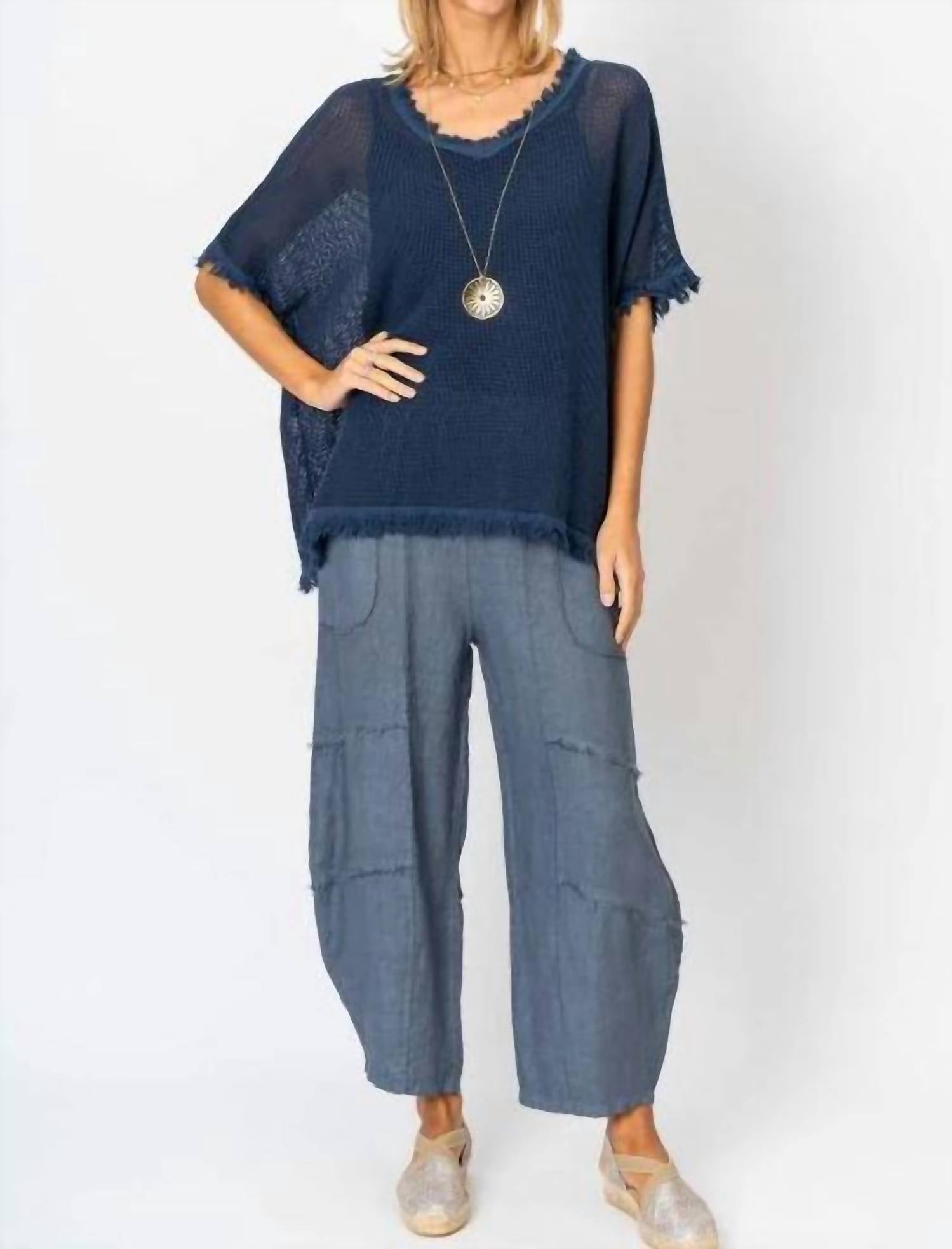 Look Mode Usa - Mesh Fringe Detail Top