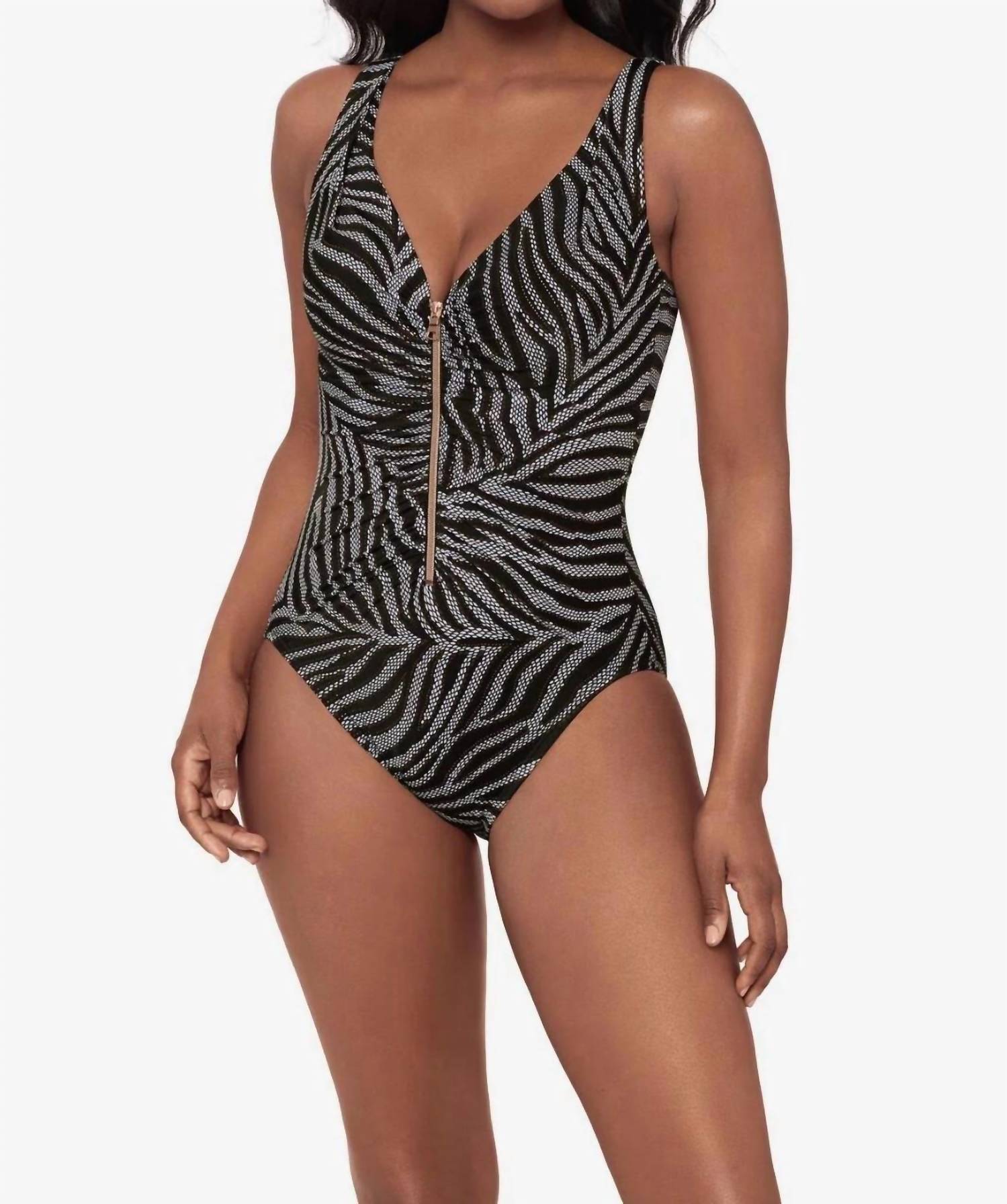 Miraclesuit - Zip Front One Piece Swimsuit
