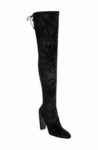 Stuart Weitzman - Women's Vidaland Stretch Crushed Velvet Otk Boots - New Without Box