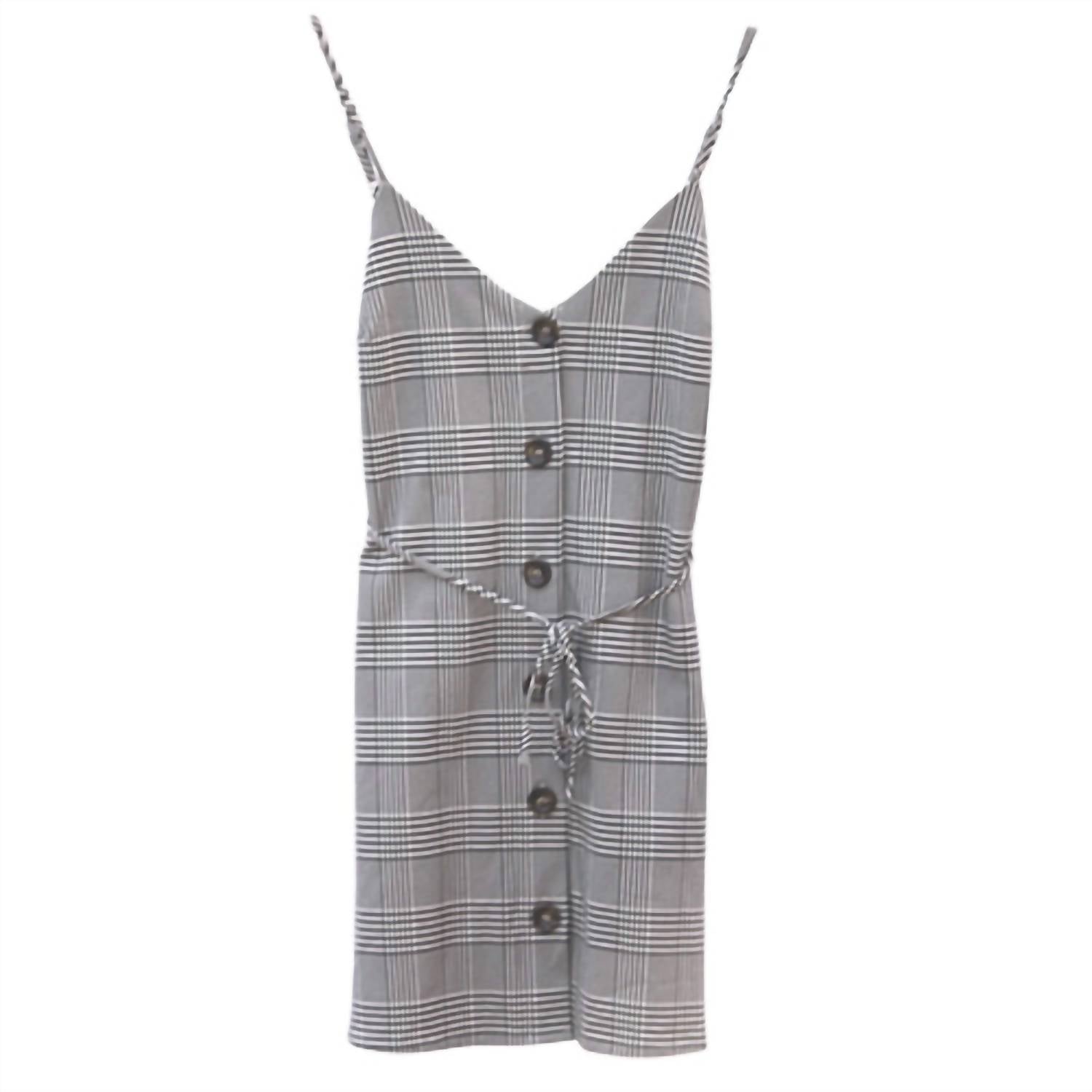 OLIVACEOUS Women's Tartan Mini Dress in grey - women's dress
