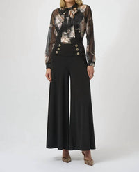 Joseph Ribkoff - Knit Foiled V-neck 3/4 Cuffed Sleeves Top