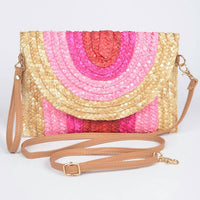 3Am By H&D Accessories - Women's Colorful Faux Straw Envelope Clutch Bag