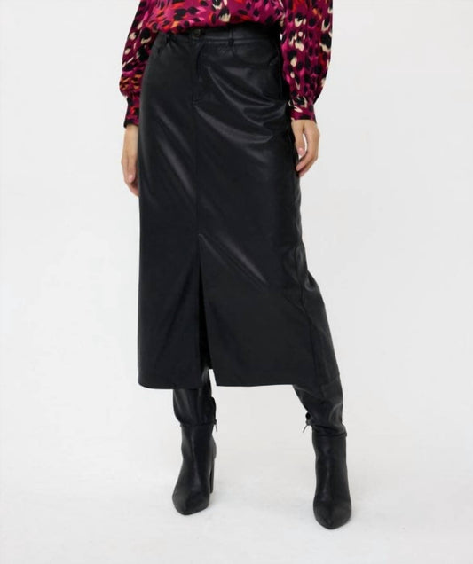 Esqualo - Long Vegan Leather Skirt With Slit