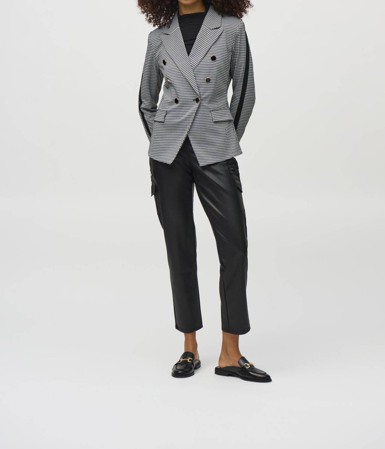 Joseph Ribkoff - Houndstooth Jacquard Knit Fitted Blazer