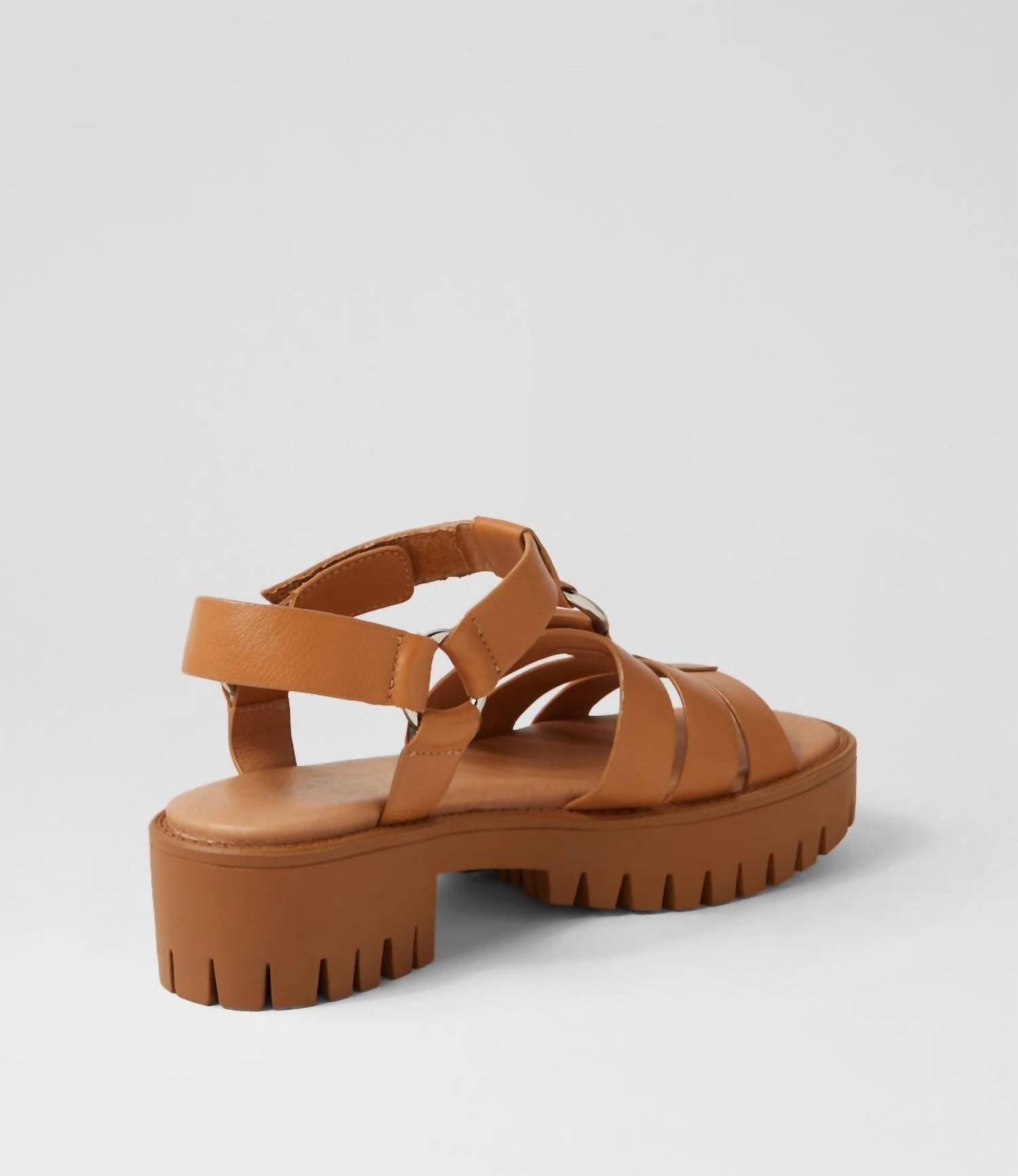 Django & Juliette Women's Bethal Sandals in dark tan toffee - women's sandal - detail view