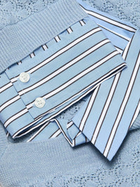 TANYA TAYLOR Esme Pointelle Knit Top in powder blue - women's t-shirt - detail view